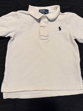 Polo by Ralph Lauren White Boys' Short Sleeve Polo with Navy Logo